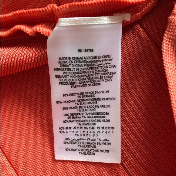 Herve Leger Paris Asymmetrical Mini Dress in Coral Peach Size M - Picture 10 of 13